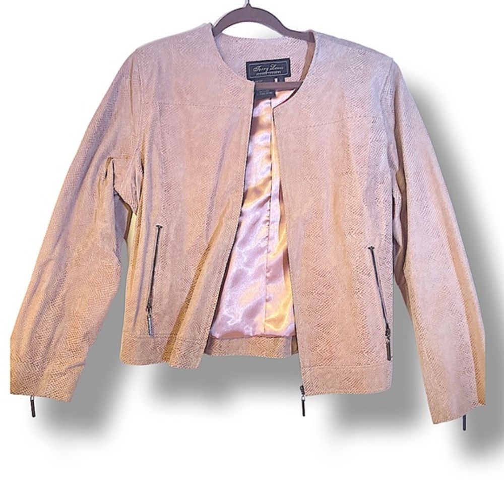 Vintage Jerry Lewis Classic Luxuries Orange Pink faux Croc‎ Suede Jacket L